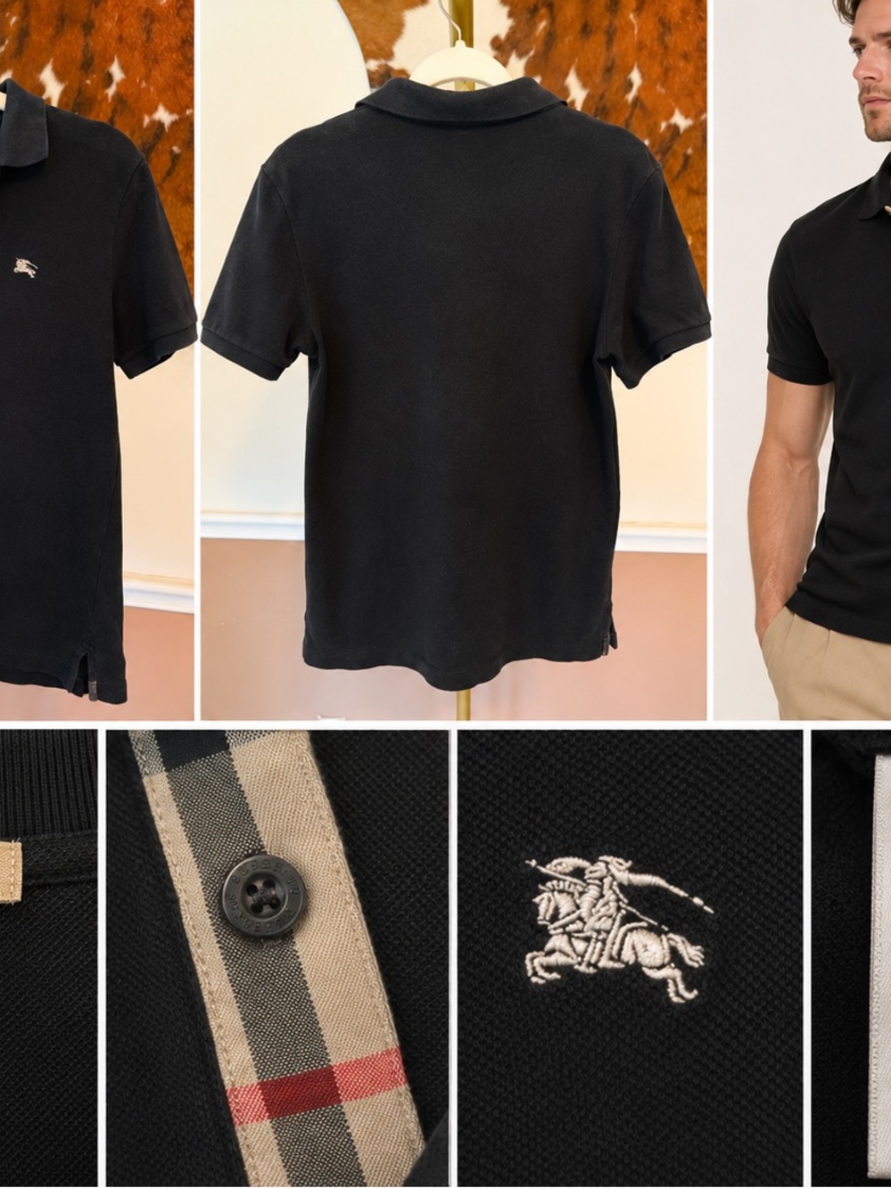 Burberry Black Polo with Check Inner Placket - Picture 7 of 7